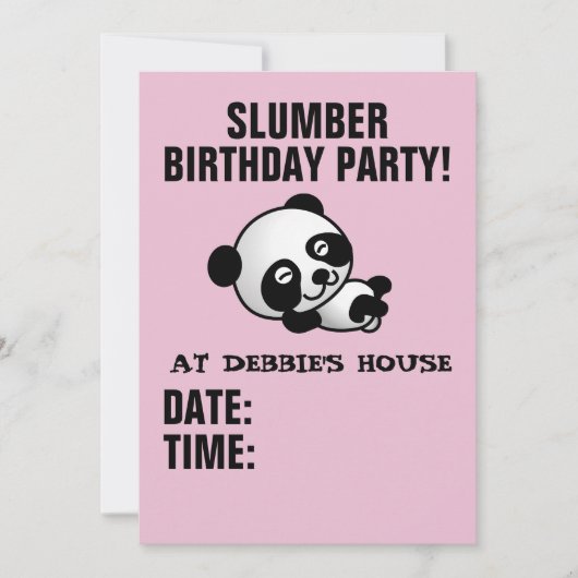 PANDA BEER INVITATIES SLUMBER BIRTHDAY PANDA KAART (Voorkant)