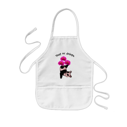 Panda Beer Juggling Flowers gepersonaliseerd Kinder Schort (Voorkant)