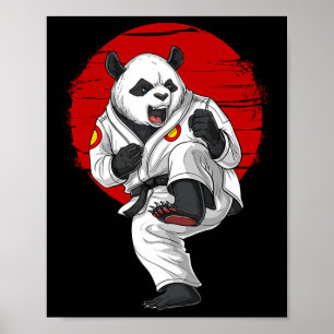 Panda Beer Karate Kickboksen Kung Fu Taekwondo Mar Poster