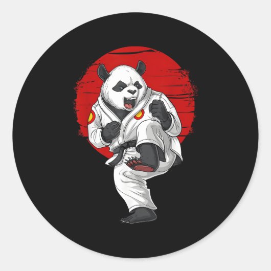 Panda Beer Karate Kickboksen Kung Fu Taekwondo Mia Ronde Sticker (Voorkant)