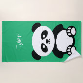 Panda Beer Kawaii Persoonlijke Kinderen Groen Strandlaken (Voorkant)