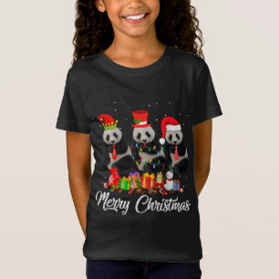 Panda Beer Kerst Pyjama Tree Xmas Lights Anima T-shirt