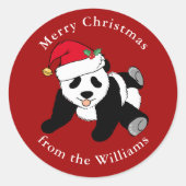 Panda Beer kerstcadeau, aangepast rood cadeau Ronde Sticker (Voorkant)