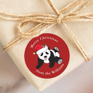 Panda Beer kerstcadeau, aangepast rood cadeau Ronde Sticker