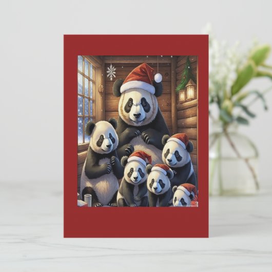 Panda Beer Kerstkaart (Staand voorkant)