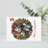 Panda Beer kerstkaart Bedankkaart (Staand voorkant)