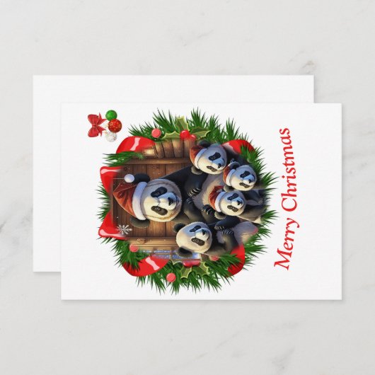 Panda Beer kerstkaart Bedankkaart (Voorkant / Achterkant)