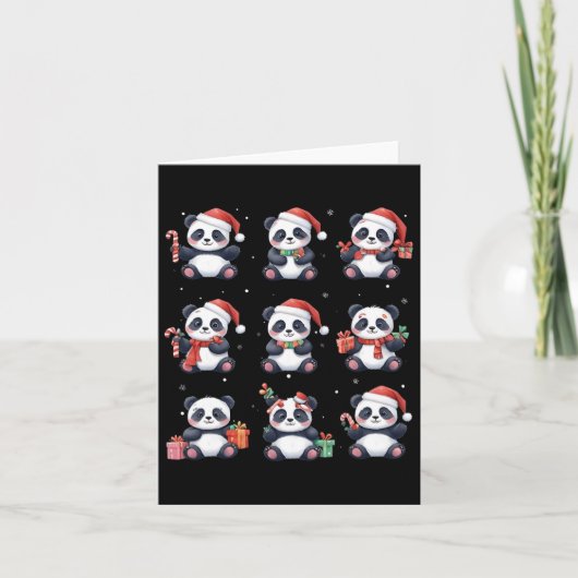 Panda Beer Kerstman Hoed Grappig Dierenvriend Kaart (Voorkant)