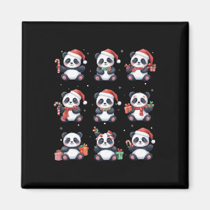 Panda Beer Kerstman Hoed Grappig Dierenvriend Magneet