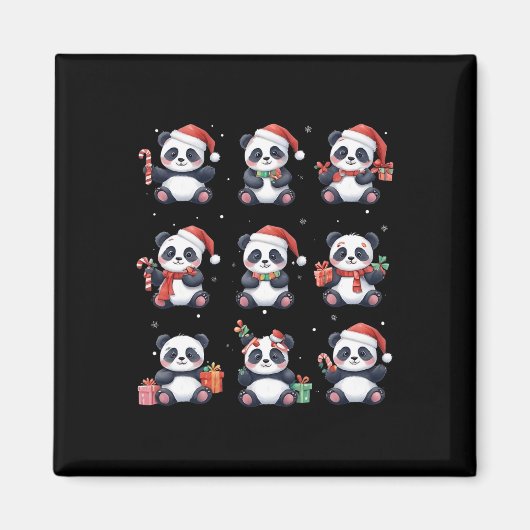 Panda Beer Kerstman Hoed Grappig Dierenvriend Magneet (Voorkant)
