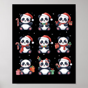 Panda Beer Kerstman Hoed Grappig Dierenvriend Poster