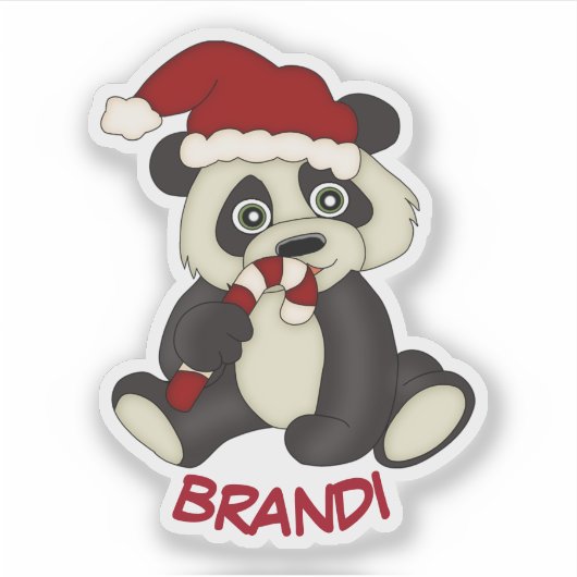 Panda-Beer kerstmannetje Sticker (Voorkant)