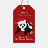 Panda Beer Kerstmis Aangepast rood Cadeaulabel (Voorkant)