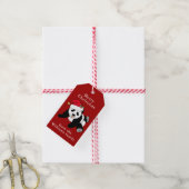 Panda Beer Kerstmis Aangepast rood Cadeaulabel (Met Touw)