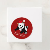 Panda Beer kerstmis - Aangepaste Rode Partij Bedankjes Labels (In situ)