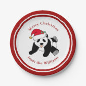 Panda Beer kerstmis - Aangepaste Rode Partij Papieren Bordje (Voorkant)