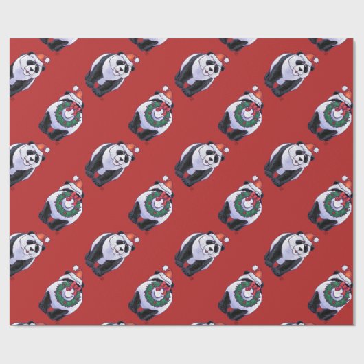 Panda Beer Kerstmis Cadeaupapier (Vlak)