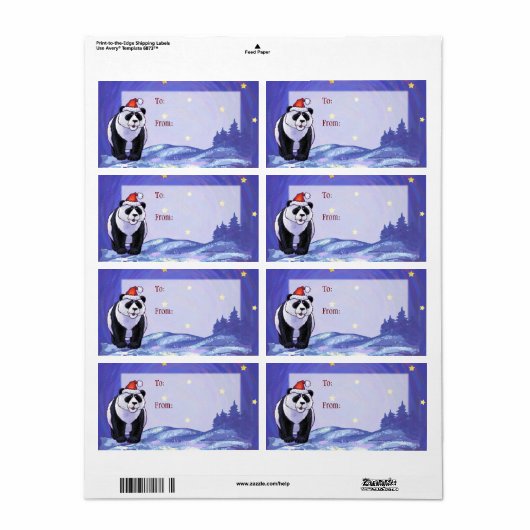 Panda Beer Kerstmis Etiket (Full Sheet)