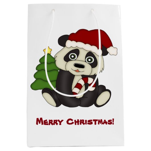 Panda Beer kerstmis gepersonaliseerd Medium Cadeauzakje (Voorkant)