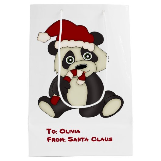 Panda Beer kerstmis gepersonaliseerd Medium Cadeauzakje (Achterkant)