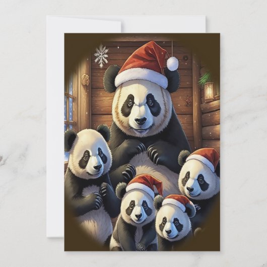 Panda Beer Kerstmis Kaart (Voorkant)