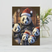 Panda Beer Kerstmis Kaart (Staand voorkant)