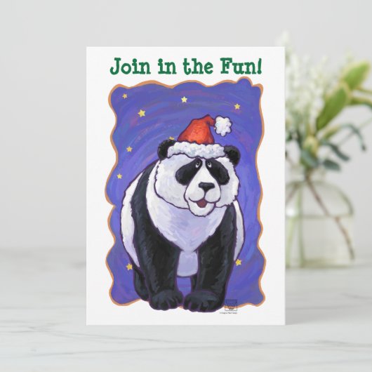 Panda Beer Kerstmis Kaart (Staand voorkant)