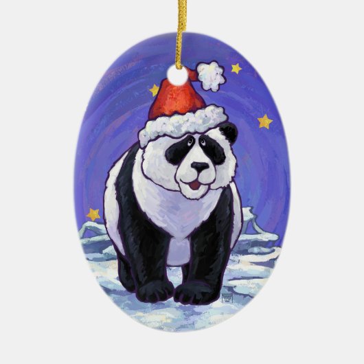 Panda Beer Kerstmis Keramisch Ornament (Voorkant)