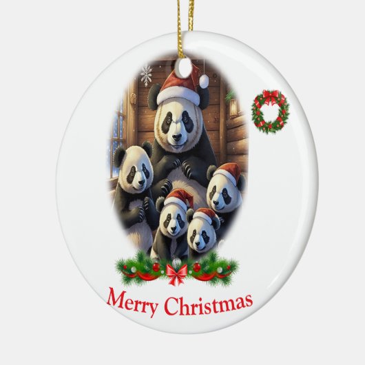 Panda Beer Kerstmis Keramisch Ornament (Links)