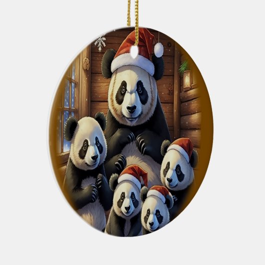 Panda Beer Kerstmis Keramisch Ornament (Rechts)