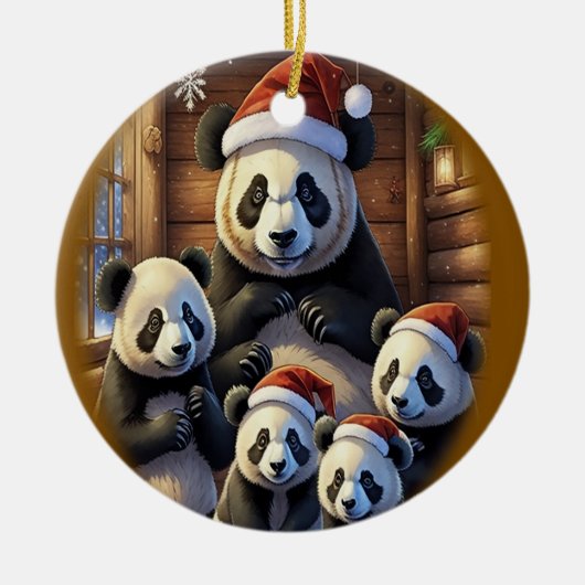 Panda Beer Kerstmis Keramisch Ornament (Voorkant)
