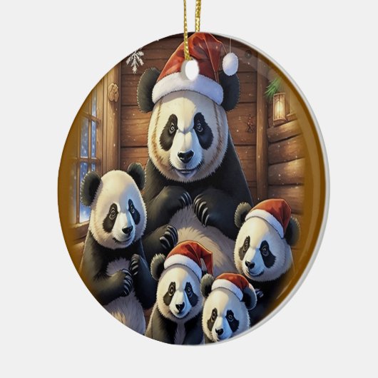 Panda Beer Kerstmis Keramisch Ornament (Links)