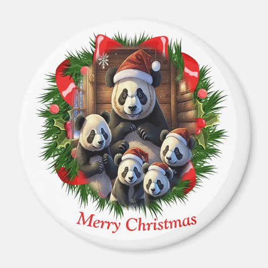 Panda Beer Kerstmis Magneet (Voorkant)