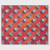 Panda Beer Kerstmis op rood Cadeaupapier (Vlak)