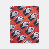 Panda Beer Kerstmis op rood Fleece Deken (Voorkant)