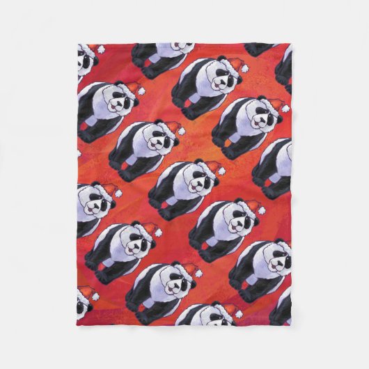 Panda Beer Kerstmis op rood Fleece Deken (Voorkant)