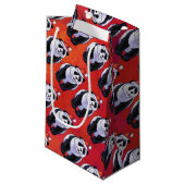 Panda Beer Kerstmis op rood Klein Cadeauzakje (Voorkant Gekanteld)