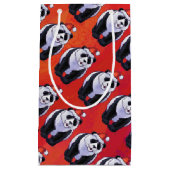 Panda Beer Kerstmis op rood Klein Cadeauzakje (Voorkant)