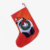 Panda Beer Kerstmis op rood Kleine Kerstsok (Achterkant (Hangend))