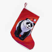 Panda Beer Kerstmis op rood Kleine Kerstsok (Voorkant (Hangend))