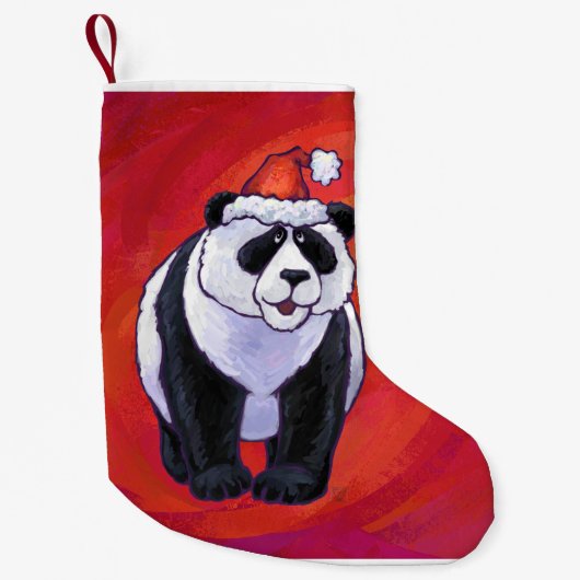 Panda Beer Kerstmis op rood Kleine Kerstsok (Voorkant)
