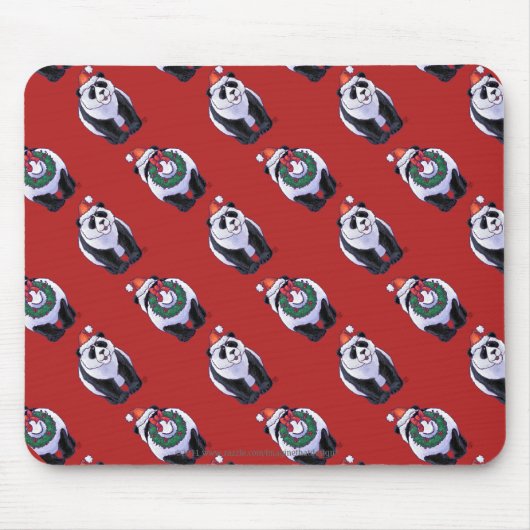 Panda Beer Kerstmis op rood Muismat (Voorkant)