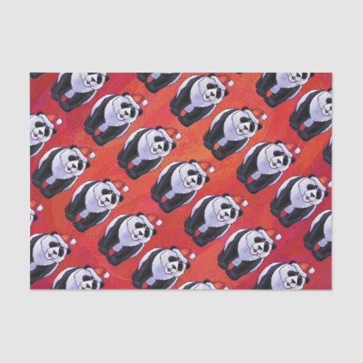 Panda Beer Kerstmis op rood Tissuepapier (Voorkant)