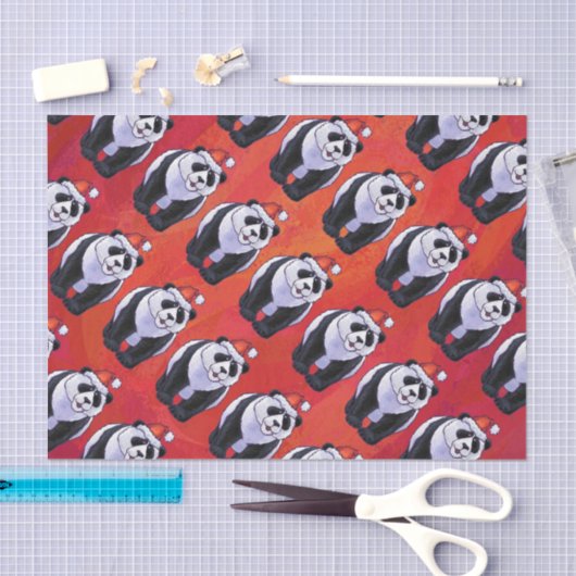 Panda Beer Kerstmis op rood Tissuepapier (Craft)
