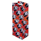Panda Beer Kerstmis op rood Wijn Cadeautas (Achterkant Gekanteld)