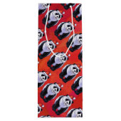 Panda Beer Kerstmis op rood Wijn Cadeautas (Achterkant)