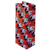 Panda Beer Kerstmis op rood Wijn Cadeautas (Voorkant Gekanteld)