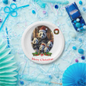 Panda Beer Kerstmis Papieren Bordje (Feest)