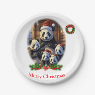 Panda Beer Kerstmis Papieren Bordje