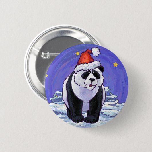 Panda Beer Kerstmis Ronde Button 5,7 Cm (Voorkant /achterkant)